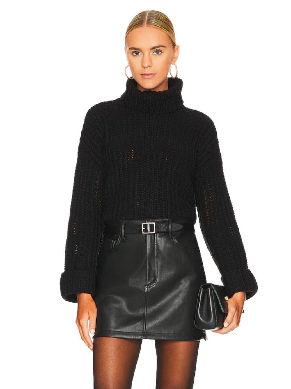 525 America Chunky Turtleneck Sweater Black - Size M